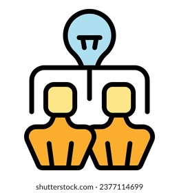 vector de contorno de icono del equipo de expertos. El negocio de los gráficos. Color de trabajo correcto plano
