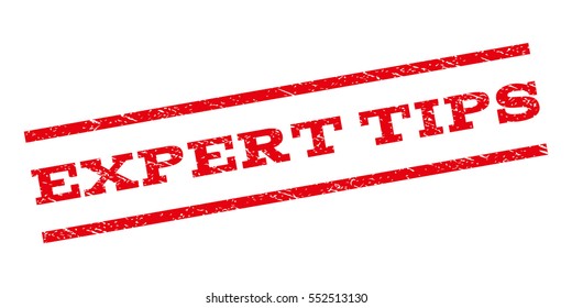 Expert Tips watermark stamp. Text caption between parallel lines with grunge design style. Rubber seal stamp with unclean texture. Vector red color ink imprint on a white background.
