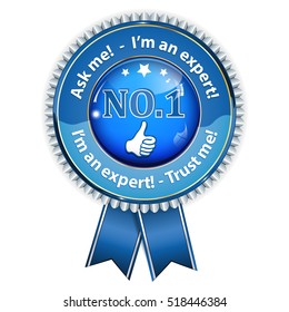 I'm an expert. Trust me, ask me - shiny blue business ribbon