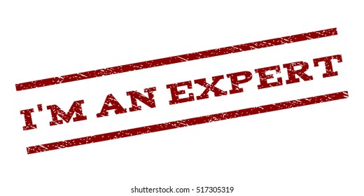I'M An Expert watermark stamp. Text tag between parallel lines with grunge design style. Rubber seal stamp with dust texture. Vector color ink imprint on a white background.