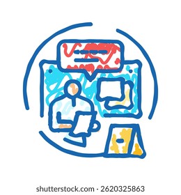testemunha especialista evidência crime doodle ícone esboço vetor. testemunha especialista evidência crime sinal. símbolo isolado ilustração