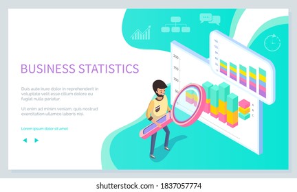 Expert work on business statistic, data analysis, management and marketing department. Financial administration consulting for company performance analyzis concept statistics. Landing page template
