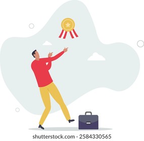Expertise advice, top performance employee or award recognition winning, smart salesman or leadership concept.flat character life .