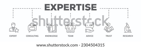 Expertise banner web icon vector illustration concept representing high-level knowledge and experience with an icon of expert, consulting, knowledge, team, advice, trust, and research
 Foto stock © 