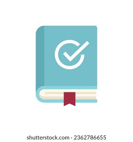 Expertise book icon flat vector. Expert standard. Work trust isolated