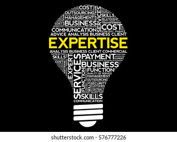 Expertise bulb word cloud, business concept