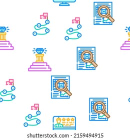 Expertise Business Processing Vector Seamless Pattern Color Line Illustration