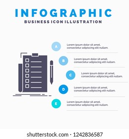 expertise, checklist, check, list, document Infographics Template for Website and Presentation. GLyph Gray icon with Blue infographic style vector illustration.