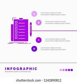 expertise, checklist, check, list, document Infographics Template for Website and Presentation. GLyph Purple icon infographic style vector illustration.