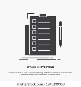 expertise, checklist, check, list, document Icon. glyph vector gray symbol for UI and UX, website or mobile application