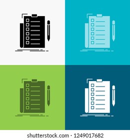 expertise, checklist, check, list, document Icon Over Various Background. glyph style design, designed for web and app. Eps 10 vector illustration