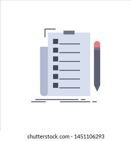 expertise, checklist, check, list, document Flat Color Icon Vector