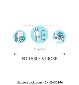 Expertise concept icon. Skills development and professional, growth idea thin line illustration. Employee qualification, expert mentoring. Vector isolated outline RGB color drawing. Editable stroke