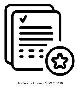 Icono de pericia en documentos. Contar con experiencia en documentos icono vectorial para diseño web aislado en fondo blanco