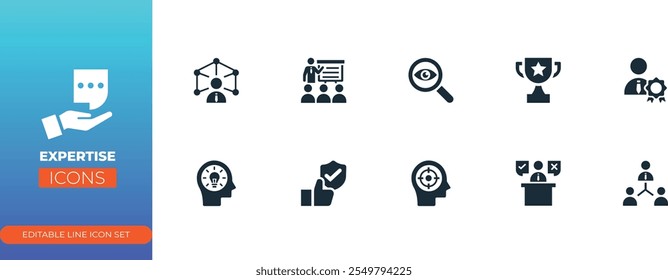 Expertise Fill Icon Set - Stock Illustration.