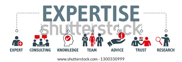 Expertise - icon set with the words \