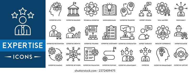 Expertise icon vector illustration concept representing high level knowledge and experience with an icon of expert, consulting, knowledge, team, skill mastery