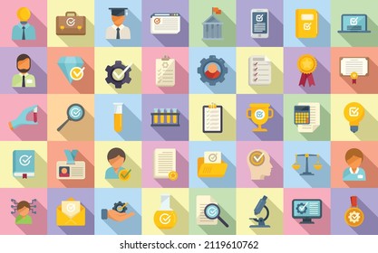 Iconos de pericia configuran un vector plano. Gerente central. Estrategia de datos