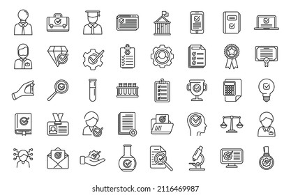 Expertise icons set outline vector. Central manager. Data strategy