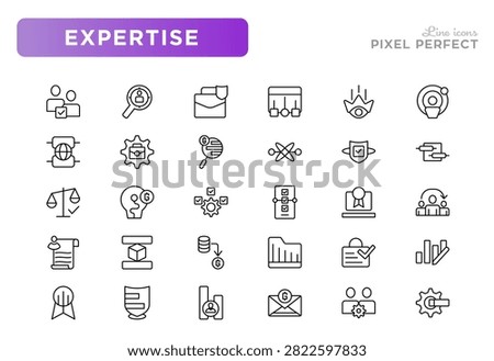 Expertise line icon set. Professional, specialist, authority, consultant, skills, certified, master, leadership, knowledge, business, vector icon collection