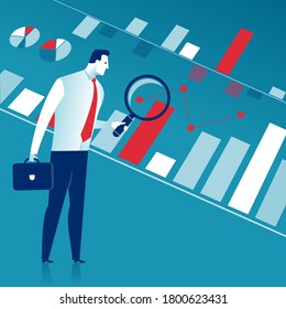 Expertise. The Manager analyzes a rising graph. Business  vector illustration.