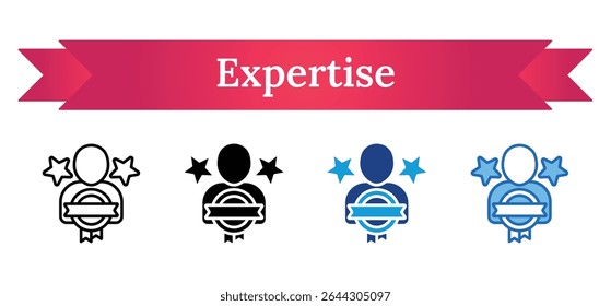Experiência - Estilo Múltiplo - Pessoa com distintivo e estrelas, simbolizando domínio, certificação e conhecimento confiável