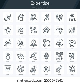 Expertise outline icon pack for work experience and skill assessment