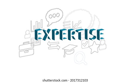 expertise vector concept pixel style illustration isolated