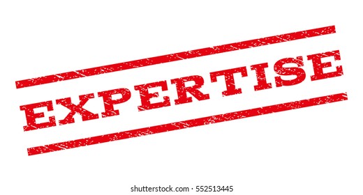 Expertise watermark stamp. Text tag between parallel lines with grunge design style. Rubber seal stamp with dirty texture. Vector red color ink imprint on a white background.