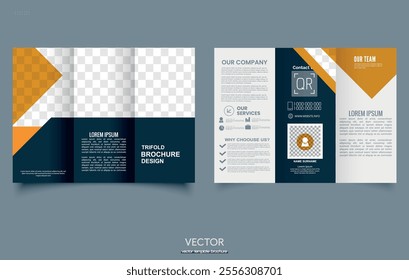 Expertly crafted TriFold Brochure. Stylish tri-fold brochure template featuring modern design elements for marketing. Perfect for any business.