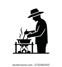 Expertly crafted vector illustration of a chef grilling on a barbecue. Perfect for culinary and outdoor cooking themes.
