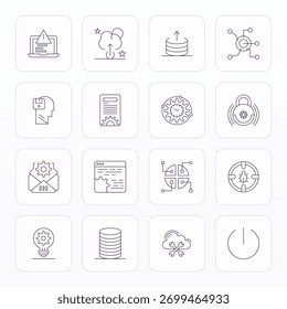 Diseñado por expertos 16 iconos vectoriales alineados de píxeles de línea delgada para el sistema, diseñado en alta resolución para una integración y rendimiento impecables.
