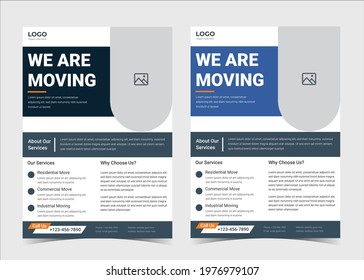 Experts movers flyer template. We are moving flyer template. House shifting services flyer template. Movers service flyer poster template.
