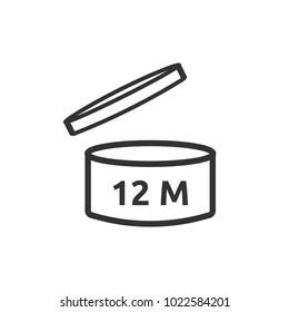 Expiration date 12 months icon. Period after opening symbol modern, simple, vector, icon for website design, mobile app, ui. Vector Illustration