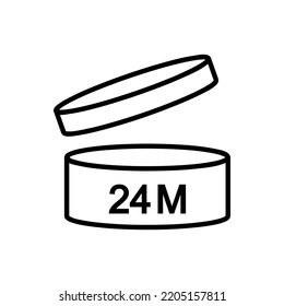 expiration date 24 months icon, 2 years period after opening symbol modern, icon for packaging design, paq, simple vector Illustration