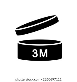 expiration date 3 month icon, period after opening symbol modern, icon for packaging design, pao, simple black filled vector Illustration