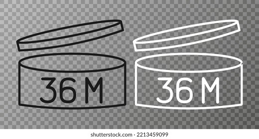 Icono de fecha de vencimiento de 36 meses. Período posterior a la apertura del símbolo. Ilustración vectorial.