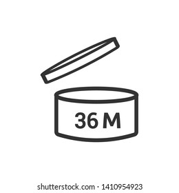 Expiration date 36 months icon. Period after opening symbol modern, simple, vector, icon for website design, mobile app, ui. Vector Illustration