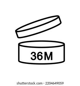 fecha de vencimiento icono de 36 meses, periodo después de abrir el símbolo moderno, icono para el diseño de empaque, paq, simple vector Ilustración