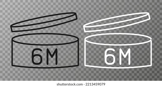 Expiration date 6 month icon. Period after opening symbol. Vector Illustration.