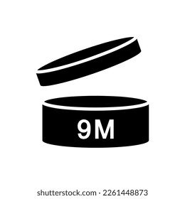 expiration date 9 month icon, period after opening symbol modern, icon for packaging design, pao, simple black filled vector Illustration