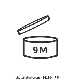 Expiration date 9 months icon isolated on white background. Period after opening symbol modern, simple, vector, icon for website design, mobile app, ui. Vector Illustration