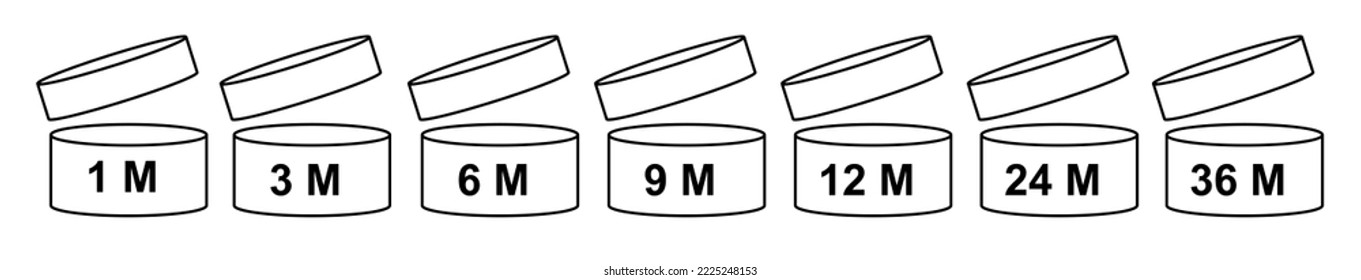 Expiration date after product opening symbols. The expiration date sign for the product label. Vector illustration