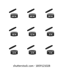 Expiration date containers icon isolated on white background. PAO symbol modern, simple, vector, icon for website design, mobile app, ui. Vector Illustration