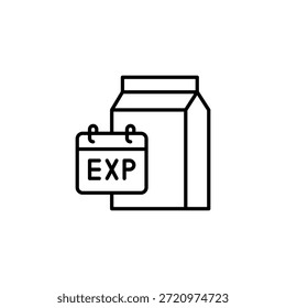 Fecha de vencimiento En El Icono Del Paquete De Cartón Para La Inocuidad Alimentaria