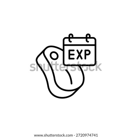 Expiration Date On Meat Product Black Line Icon Drawing