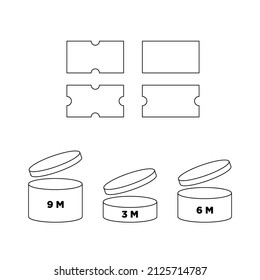 Expiration date of product label and signs symbol packaging symbol illustration template. After opening use icons. Shelf life of grocery item - vector
