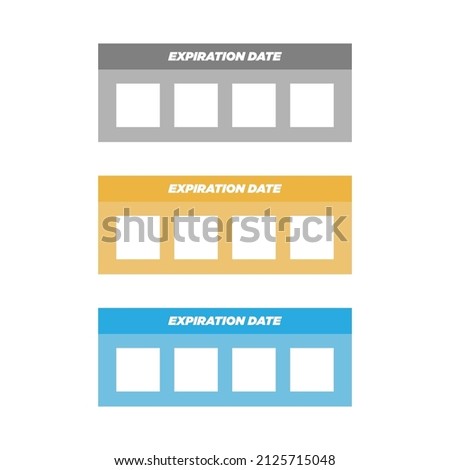 Expiration date of product label and signs symbol packaging symbol illustration template. After opening use icons. Shelf life of grocery item - vector