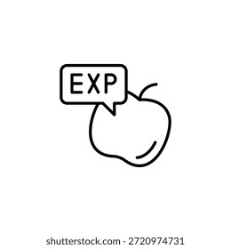 Recordatorio de Fecha de vencimiento en el diseño fresco del icono del contorno de la manzana