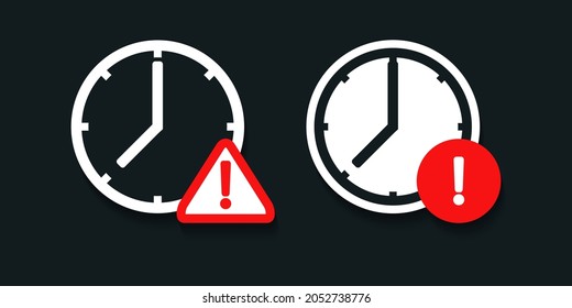 Expire icon. Clock time with exclamation mark. Illustration vector